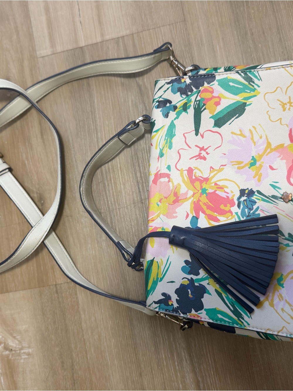 kate spade Floral Crossbody with Navy Tassel